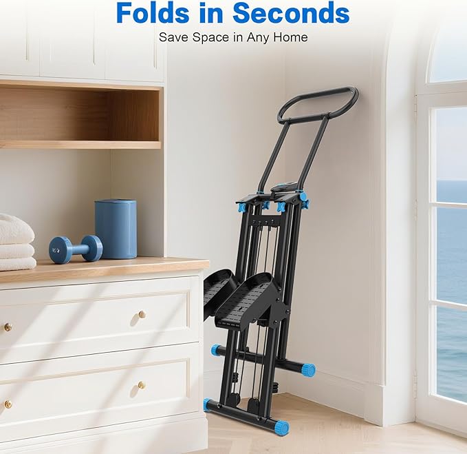 Stair Stepper for Home Gym,Folding Vertical Climber Cardio Exercise Machine,Stair Climber for Full Body Workout with Adjustable Handlebar for Women & Men