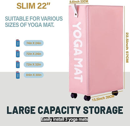 Twira Yoga Mat Storage Racks, Home Gym Storage Rack for Foam Roller, Yoga Strap and Resistance Bands, Workout Equipment Corner Storage Organizer with Wheels