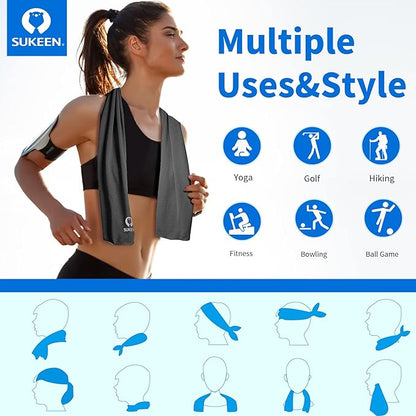 Sukeen Cooling Towel for Neck and Face (40"x12"), Microfiber Bulk Cooling Towels for Athletes Cooling Neck Wraps Instant Cooling Towels for Yoga,Gym,Golf,Running,Fitness and Workout