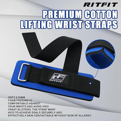 RitFit Lifting Wraps, Wrist Straps for Weightlifting, Wrist Support for Working Out, Bodybuilding, MMA, Powerlifting, Strength Training, Men & Women