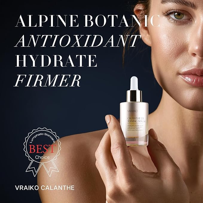 VRAIKO Gua Sha Face Oil Serum | 1st High-Altitude Calanthe Orchid Product | Detox, Plump, Anti-Oxidant, Soothing | Alpine Botanic, Cruelty Free, Natural, 1 fl oz