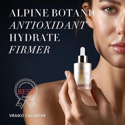 VRAIKO Gua Sha Face Oil Serum | 1st High-Altitude Calanthe Orchid Product | Detox, Plump, Anti-Oxidant, Soothing | Alpine Botanic, Cruelty Free, Natural, 1 fl oz