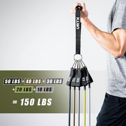 VRTX Resistance Band Set (11pcs), Resistance Bands with Handles, Exercise Bands with Door Anchor, Carry Bag, Legs Ankle Straps for Resistance Training, Physical Therapy, Fitness, Home Workouts