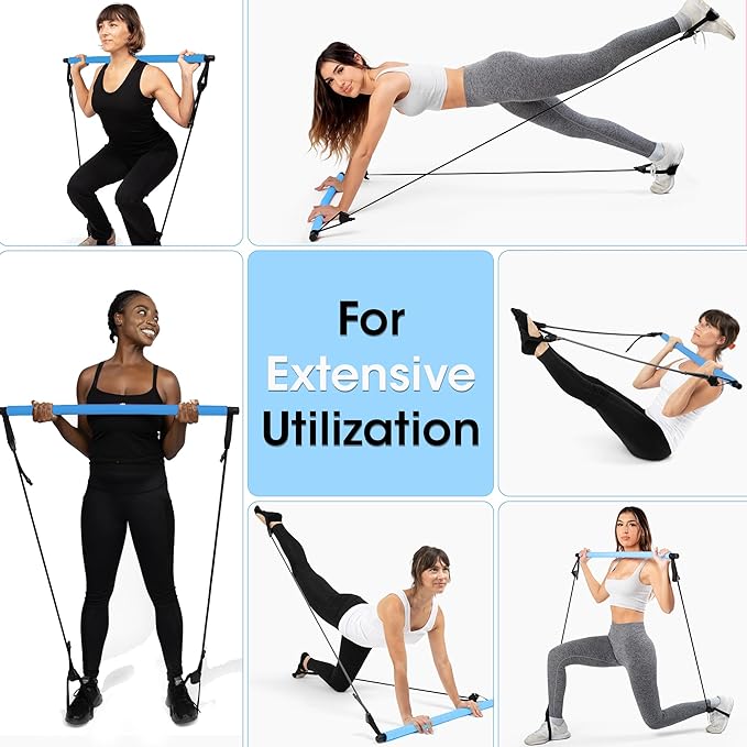 Pilates Bar Kit for Home Workouts | Portable Home Pilates Kit Set for Women & Men | Workout Bar for Legs, Hip, Waist and Arm | Includes Pilates Socks, 30-Day Challenge & Meal Plan