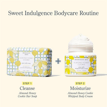 Beekman 1802 Almond Honey Cookie Whipped Body Cream - 8 oz - Moisturizes, Soothes & Softens - With Coconut Oil and Mango Seed Butter - No Irritation - Good for Sensitive Skin
