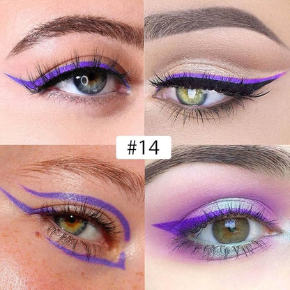 evpct 1Pcs Blue Violet Liquid Eyeliner Waterproof Blue Voilet Eye Liners for Women, Eyes Wing Stamps Shapes Colored Eyeliner delineador de ojos a prueba de agua contra el agua blanco para ojos