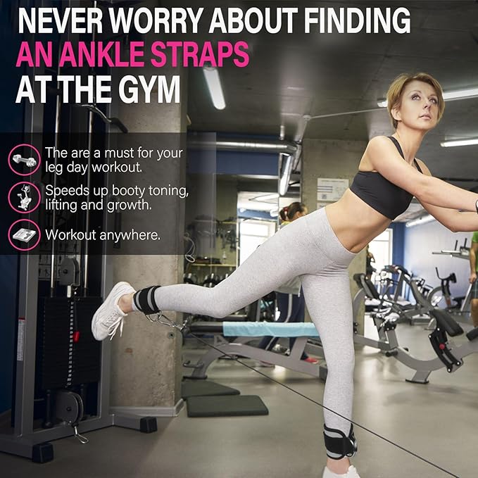 Ankle Strap for Cable Machine Attachments, Gym Accessories for Women and Men, Neoprene Ankle Cuffs for glute Kickback, Leg Workouts ande Booty Hip Abductors Exercise