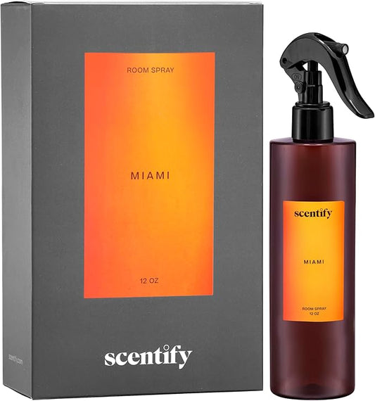 Scentify Miami Odor Neutralizing Room Spray – Luxury Cashmere, Floral & Musky Wood Fragrance, Instant Odor Eliminator for Home, Office & Car – 12 oz