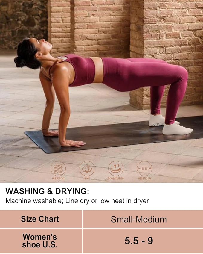 5 Pairs Pilates Grip Socks Yoga Socks with Grips for Women, Non-Slip Athletic Socks for Ballet, Dance, Workout, Hospital