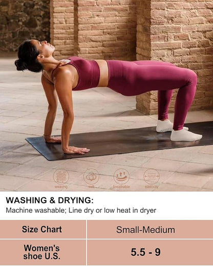 5 Pairs Pilates Grip Socks Yoga Socks with Grips for Women, Non-Slip Athletic Socks for Ballet, Dance, Workout, Hospital