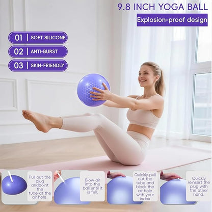 KABCON Pilates Equipment Essentials Set for Women at Home with Complete User Guide,13” Pilates Ring,9.8” Exercise Ball,Resistance Bands,Yoga Socks,Yoga Strap,13/14/16-Pcs Starter Workout Set