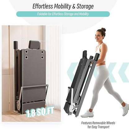 MU 91.5" Foldable Pilates Reformer Machine with Jump Board & Dual Resistance – Adjustable Reformer Pilates Machine for Full-Body Home Workout, 500 lbs Capacity, Up to 6'9" Height Friendly. Black