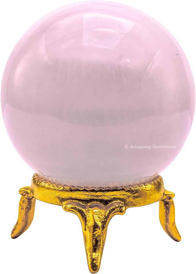 Amazing Gemstone Pink Calcite Crystal Ball with Stand - 2 Inches Crystal Sphere Meditation Balls for Witchcraft and Decorative Balls