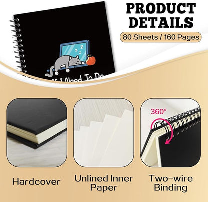 YAZMEEN Funny Cat Blank Spiral Notebook（160 Pages） Stuff I Need to Do So I Don't Get Fired Hardcover Sketchbook Coworker Leaving Gift New Job Gift Funny Office Gag Gift for Women Men Colleague Friend
