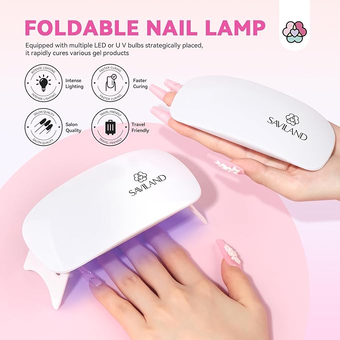 SAVILAND Acrylic Nail Kit with Everything: Professional Nail Kits Acrylic with Everything with Drill Practice Fingers Acrylic Nail Tools for Beginners Professional Home Manicure Christmas Gift Set