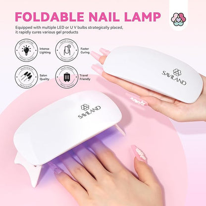 SAVILAND Acrylic Nail Kit with Everything: Professional Nail Kits Acrylic with Everything with Drill Practice Fingers Acrylic Nail Tools for Beginners Professional Home Manicure Christmas Gift Set