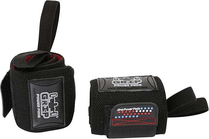 Grip Power Pads Wrist Wraps 2 Wraps for Weight Lifting Wrist Support Cotton Wraps Gym Bandage Straps for Men & Women Premium Quality & PRO Rubber