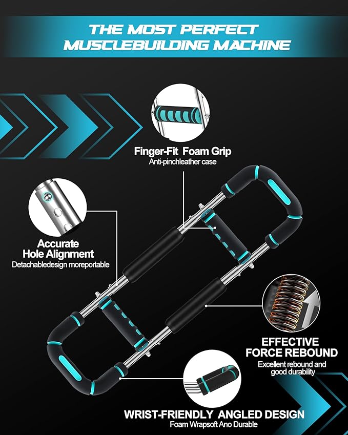 2025 Pro Twister Arm Trainer, Adjustable Power Twister Bar, Chest Shoulder Arm Workout Equipment, Portable Detachable Upper Body Fitness Machine for Home & Gym