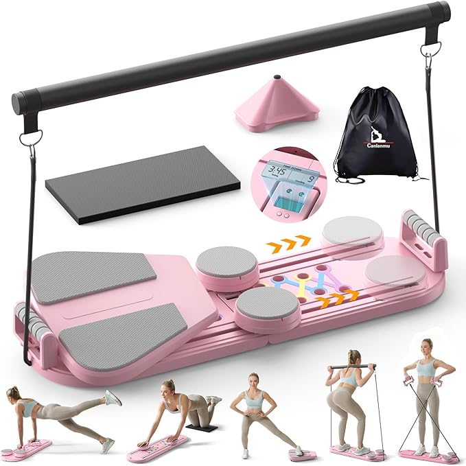 Pilates Board,Multifunctional Rebound Abdominal Board,Foldable Pilates Reformer Set, Ab Core Trainer Machine,Ab Exercise Board,Abs Workout Equipment for Women Home Gym Equipment