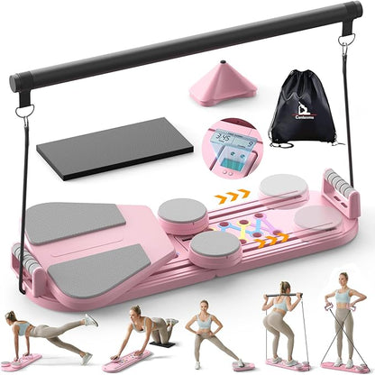 Pilates Board,Multifunctional Rebound Abdominal Board,Foldable Pilates Reformer Set, Ab Core Trainer Machine,Ab Exercise Board,Abs Workout Equipment for Women Home Gym Equipment