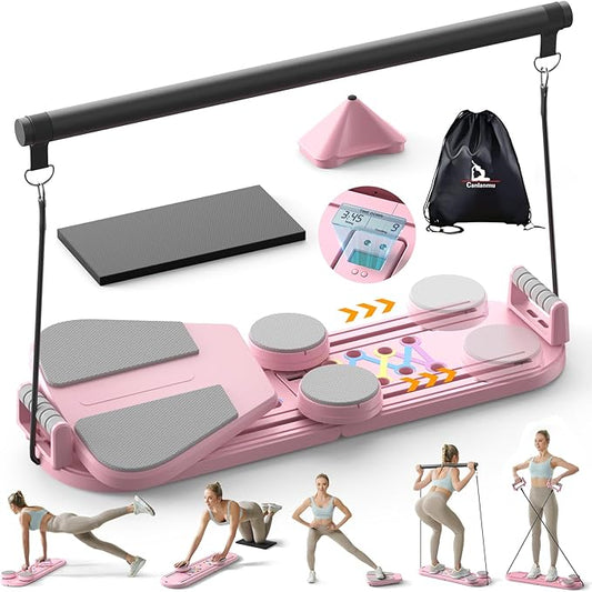 Pilates Board,Multifunctional Rebound Abdominal Board,Foldable Pilates Reformer Set, Ab Core Trainer Machine,Ab Exercise Board,Abs Workout Equipment for Women Home Gym Equipment