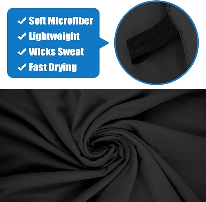 Microfiber Camping Towel Small Lightweight Quick Dry Towels for Gym Face Neck Body Sweat Golf Cycling Hiking (Black, 2 Pack S)