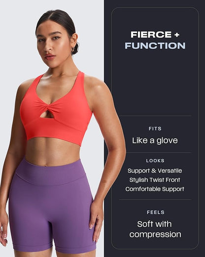 Aoxjox Women's Workout Sports Bras Twist Front Fitness Training Gym Bra Yoga Crop Lola Tank