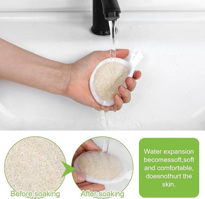 6 Pcs Facial Loofah Pads,Natural Face Loofah for Face and Body, Gentle Exfoliating Loofahs Sponge Pads for Women & Men, Reusable Shower & Bath Skin Care Tool