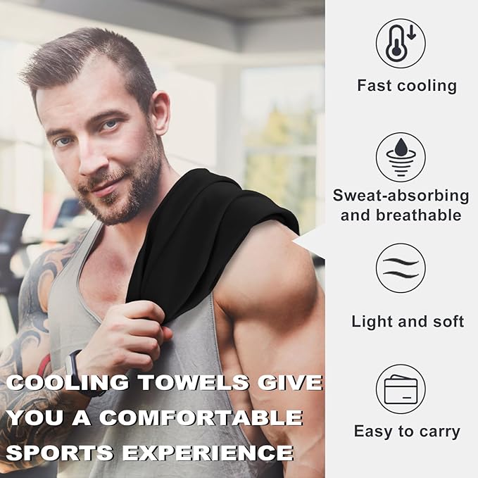 Cooling Towels 43.3" x 15.7" - Ice Towel, Sweat Towel, Cooling Towels for Neck & Face & Cooling Neck Wraps for Summer Heat - Neck Cooler for Quick Cool Down for Gym, Running, Golf, Yoga & Sports
