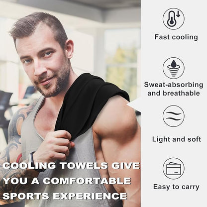 Cooling Towels 43.3" x 15.7" - Ice Towel, Sweat Towel, Cooling Towels for Neck & Face & Cooling Neck Wraps for Summer Heat - Neck Cooler for Quick Cool Down for Gym, Running, Golf, Yoga & Sports