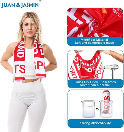 JUAN & JASMIN Microfiber Gym Towels Soft for Exercise Fitness, Sports, Workout, ODR Men & Women Quick-Drying Towels (Red)