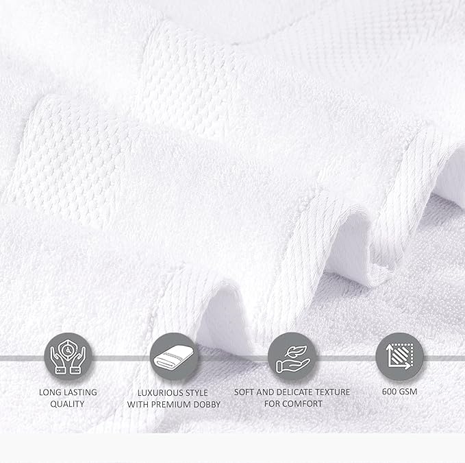 Oakias Premium 6 Piece Towel Set – 600 GSM – 2 Bath Towels, 2 Hand/Hair Towels, and 2 Washcloths – 100% Ring-Spun Cotton, Highly Absorbent & Super Soft – Towels for Bathroom, Hotels, Spa & Gym