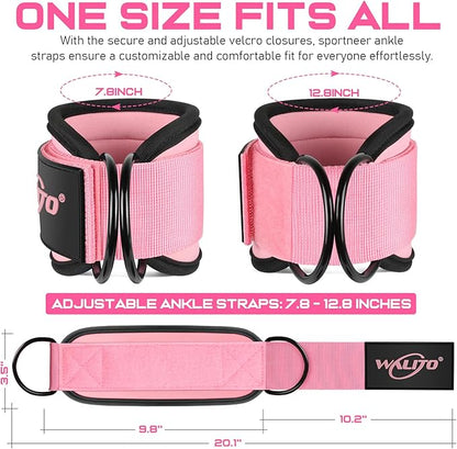 WALITO Gym Ankle Straps for Working Out - Glute Ankle Cuff Kickback Strap, Gym Cable Machine Accessories for Women Glute Leg Extensions, Hip Abductors & Lower Body Exercises Equipment