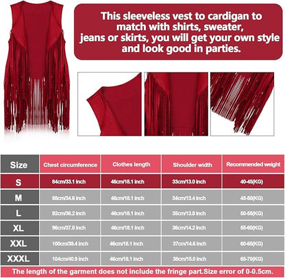 6 Pcs 60s 70s Outfits for Women Hippie Costume Set Peace Sign Earring Headband Fringe Vest Tassel Cardigan
