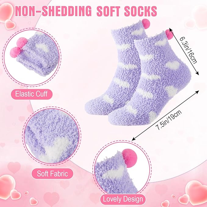 Geyoga 6 Pair Christmas Cupcake Fuzzy Socks for Women Cute Cozy Fluffy Winter Warm Slipper Socks