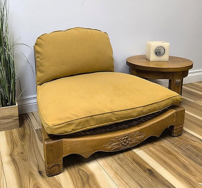 Handcrafted Wooden Meditation Chair with Woven Seagrass Seat, 30 x 28 x 18 inches (Harvest Gold)