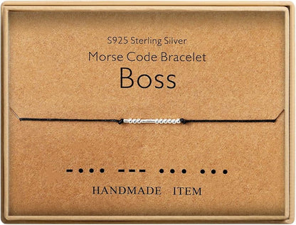 KGBNCIE Morse Code Bracelet for Women Sterling Silver Beads on Silk Cord Secret Message Fuck Friendship Inspirational Encouragement Bracelet Gift for Her