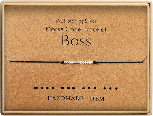 KGBNCIE Morse Code Bracelet for Women Sterling Silver Beads on Silk Cord Secret Message Fuck Friendship Inspirational Encouragement Bracelet Gift for Her