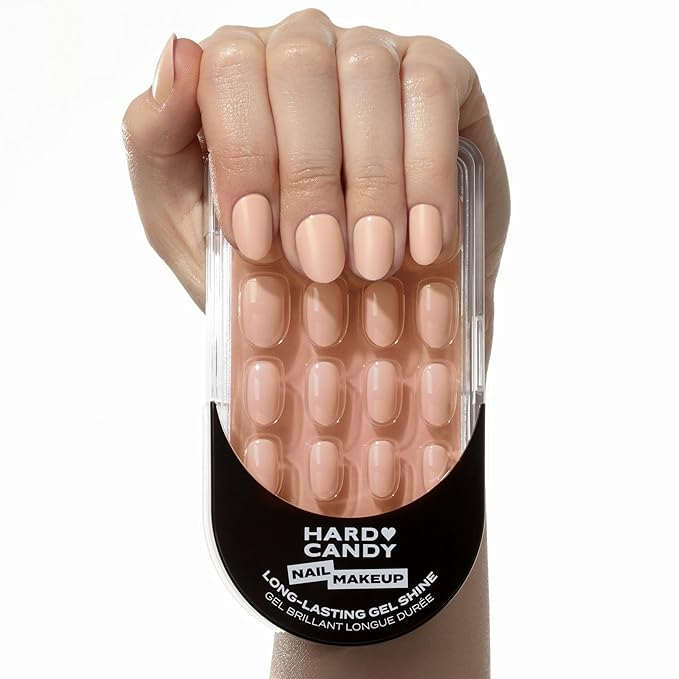 Nude Press On Nails, Short | Hard Candy False Nails with Natural looking Nude Polish | Includes - 24 Reusable Short Round Nails, Strong Nail Glue, Travel Case and Accessories.