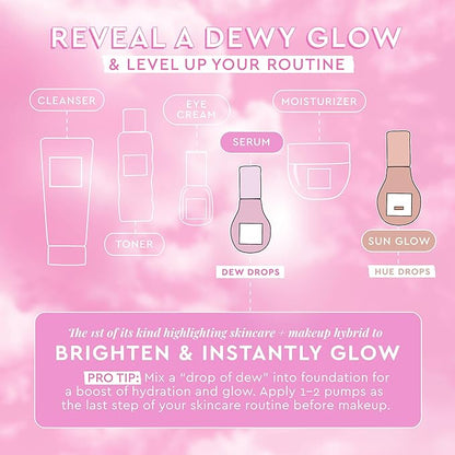 Glow Recipe Watermelon Niacinamide Dew Drops - Brightening, Plumping Hydrating Face Serum, Makeup Primer + Liquid Highlighter with Hyaluronic Acid - Dewy & Glowing Korean Skin Care (40ml)