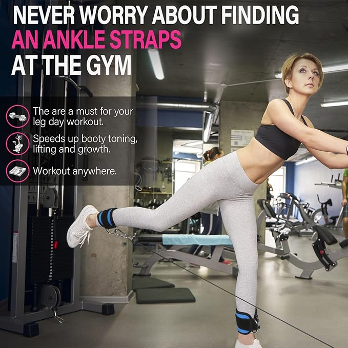 Ankle Strap for Cable Machine Attachments, Gym Accessories for Women and Men, Neoprene Ankle Cuffs for glute Kickback, Leg Workouts ande Booty Hip Abductors Exercise