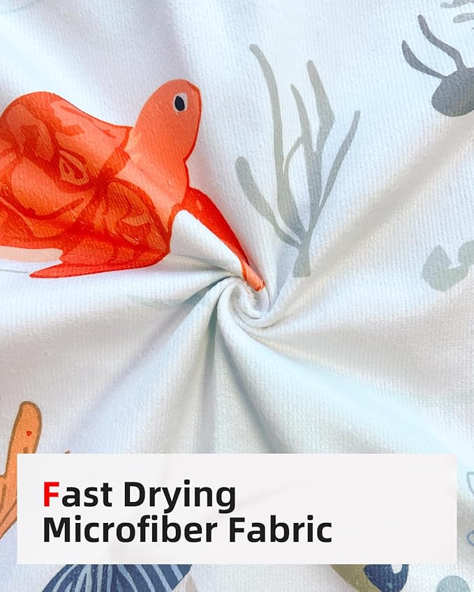 Abahub Surf Poncho Women & Men Towel Poncho Adult with Hood, Thick Quick Dry Changing Poncho Towel, Microfiber Wearable Cover Up for Surfing Beach Swim - Absorbent Changing Towel S (White seabed)