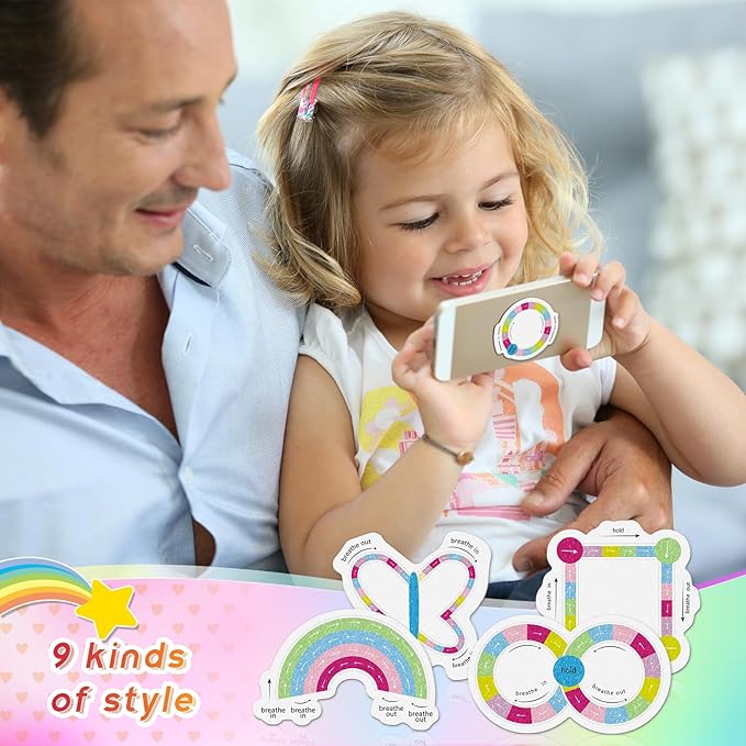 36 Pcs Anxiety Sensory Stickers Mental Health Stickers Fidget Textured Strips Toys Adhesive Tactile Calm Relief Items for Adults Desk School Counselor Classroom(Cute Breathe Style)