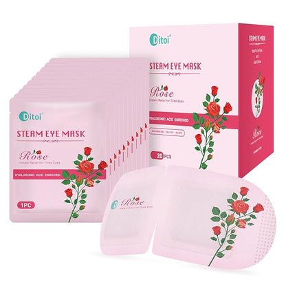Steam Eye Mask, Heated Eye Mask for Sleep,Warm Compress with Hyaluronic Acid,Moist Heat for Dry Eye Relief,Spa,Stye Eye Treatment,Travel Essentials & Relaxation Gifts,Rose 20 Packs