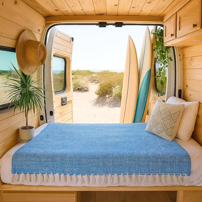 Open Road Goods Solid Color Mexican Yoga Blanket – Large Handwoven Throw for Yoga, Beach, Camping or Home – Soft and Durable Cotton Blend