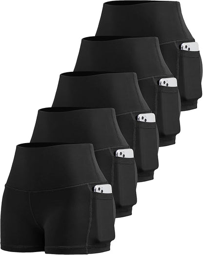 LZYVOO Biker Spandex Shorts Women, High Waisted Tummy Control Workout Yoga Shorts with Pockets