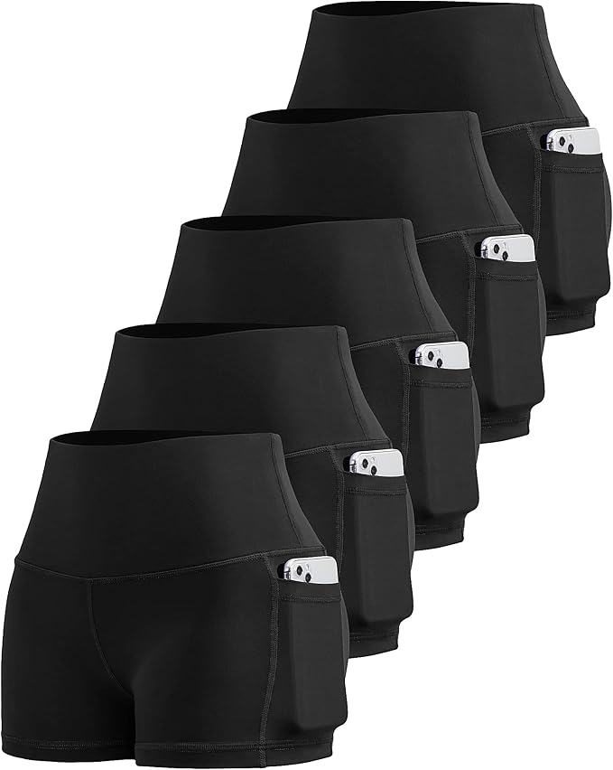 LZYVOO Biker Spandex Shorts Women, High Waisted Tummy Control Workout Yoga Shorts with Pockets