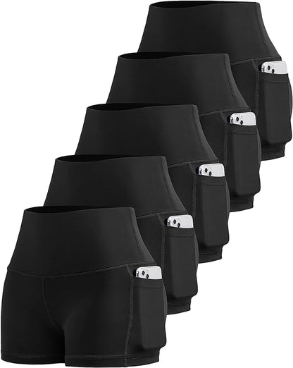 LZYVOO Biker Spandex Shorts Women, High Waisted Tummy Control Workout Yoga Shorts with Pockets