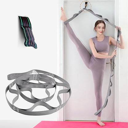 Stretching Strap Yoga Strap, 10 Loops Non-Elastic Stretch Bands Helps Women and Men Improve Flexibility for Home Workout, Physical Therapy, Pilates, Exercise, Dance, Comes with Door Anchor