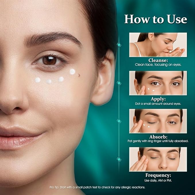 Retinol Eye Cream for Dark Circles & Puffiness - Anti-Aging Treatment with Hyaluronic Acid, Reduces Eye Bags, Wrinkles & Fine Lines | Hydrating Under Eye Care for Women & Men (1 fl oz)
